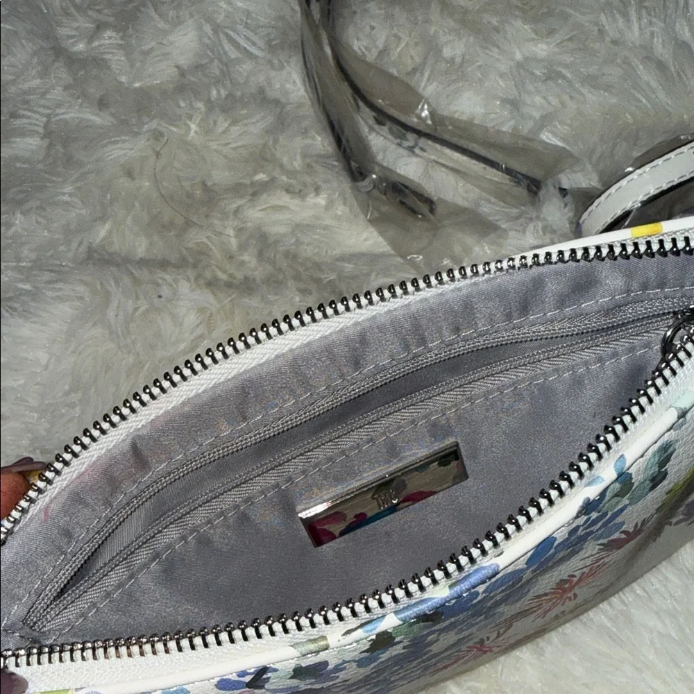 INC International Concepts White Floral Crossbody Wristlet with Ring
